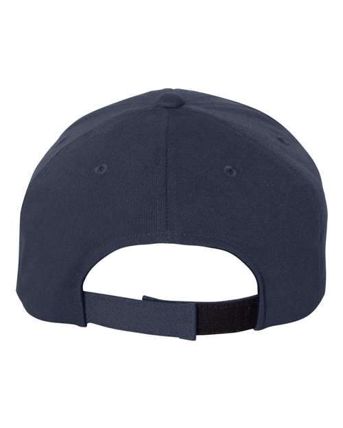 Flexfit 110C hook-and-loop baseball hat in Navy, back view.