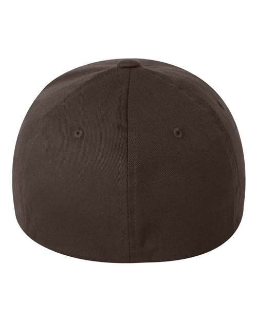 Flexfit 6277 fitted baseball hat in Brown, back view.