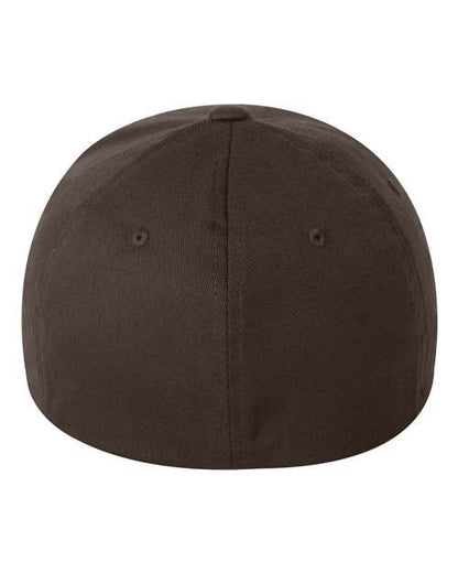 Flexfit 6277 fitted baseball hat in Brown, back view.