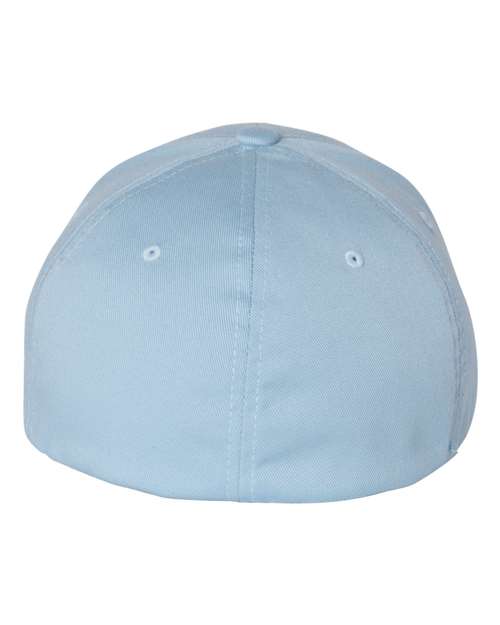 Flexfit 6277 fitted baseball hat in Carolina Blue, back view.