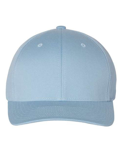 Flexfit 6277 fitted baseball hat in Carolina Blue, front view.