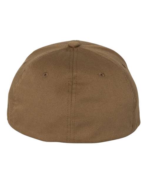 Flexfit 6277 fitted baseball hat in Coyote Brown, back view.