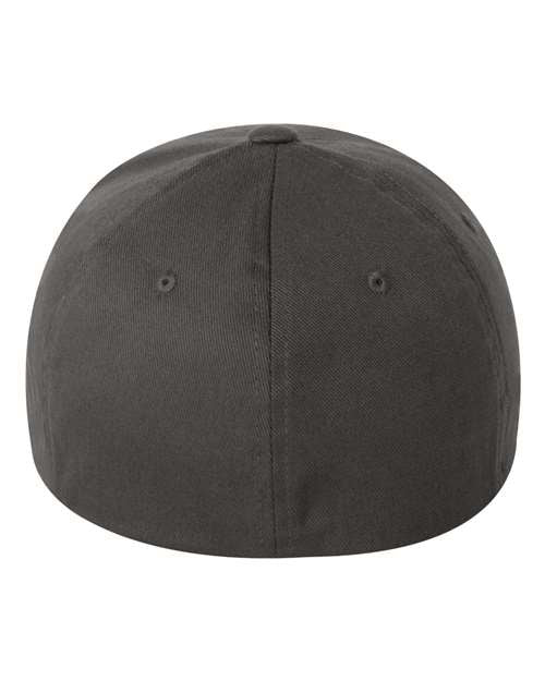 Flexfit 6277 fitted baseball hat in Dark Grey, back view.