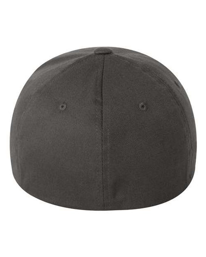 Flexfit 6277 fitted baseball hat in Dark Grey, back view.