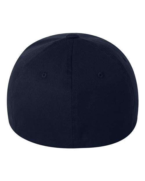 Flexfit 6277 fitted baseball hat in Dark Navy, back view.