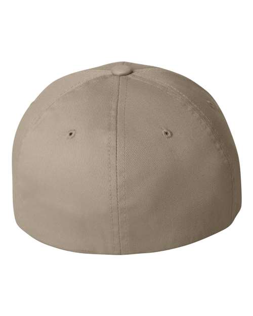 Flexfit 6277 fitted baseball hat in Khaki, back view.