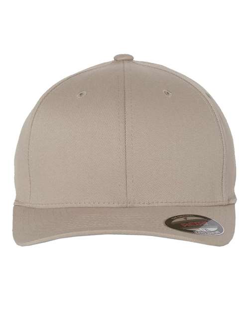Flexfit 6277 fitted baseball hat in Khaki, front view.