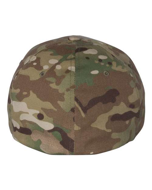 Flexfit 6277 fitted baseball hat in Multicam Green, back view.