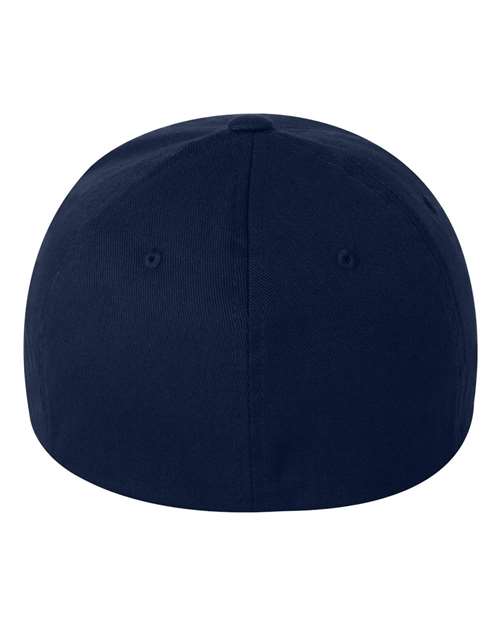 Flexfit 6277 fitted baseball hat in Navy, back view.