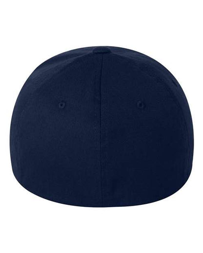 Flexfit 6277 fitted baseball hat in Navy, back view.