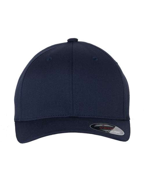 Flexfit 6277 fitted baseball hat in Navy, front view.