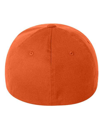 Flexfit 6277 fitted baseball hat in Orange, back view.
