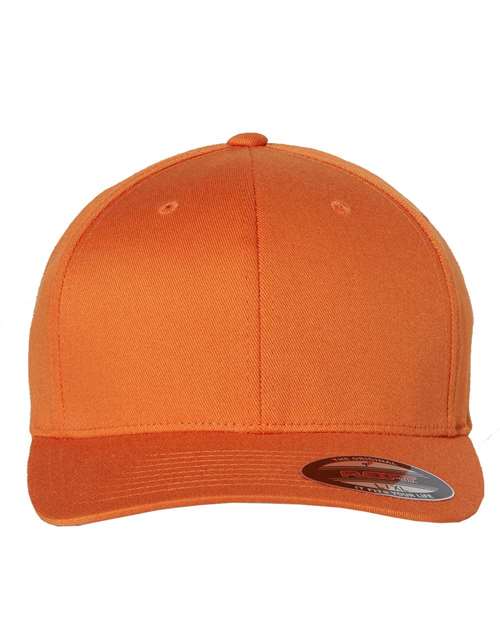 Flexfit 6277 fitted baseball hat in Orange, front view.