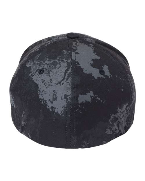 Flexfit 6277 fitted baseball hat in Poseidon Black, back view.