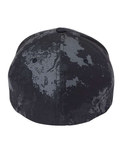 Flexfit 6277 fitted baseball hat in Poseidon Black, back view.