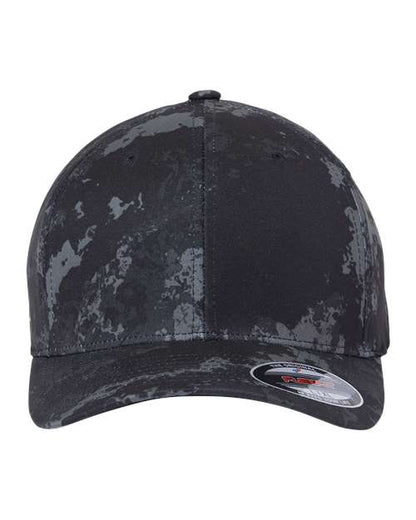 Flexfit 6277 fitted baseball hat in Poseidon Black, front view.