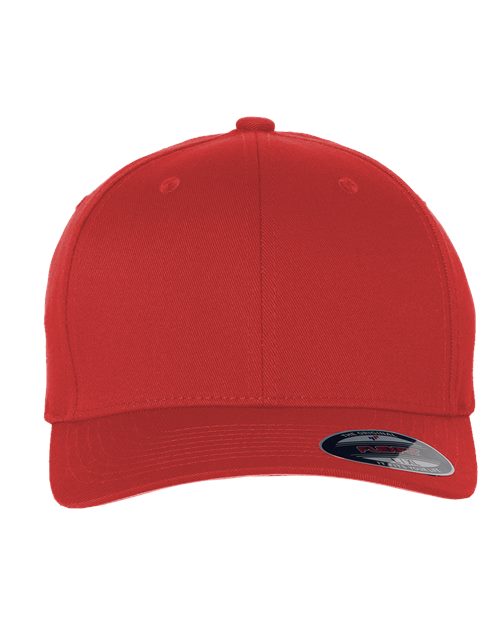 Flexfit 6277 fitted baseball hat in Red, front view.