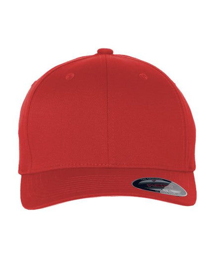 Flexfit 6277 fitted baseball hat in Red, front view.