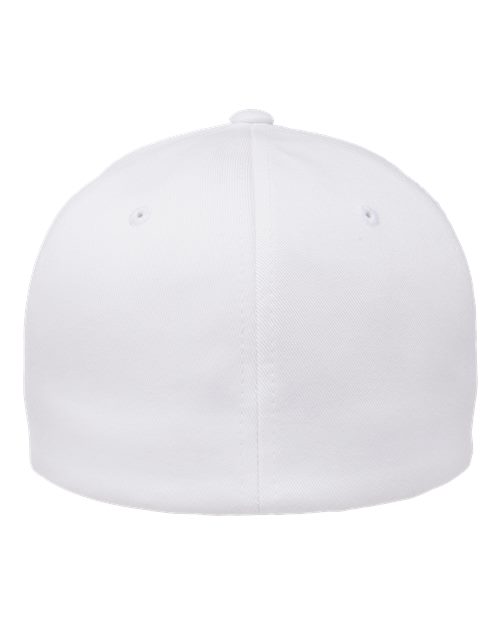 Flexfit 6277 fitted baseball hat in White, back view.