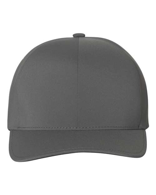 Flexfit Delta 180 performance fitted hat in Dark Grey, front view.