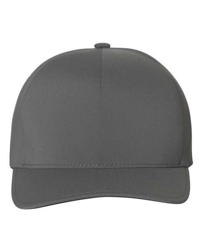 Flexfit Delta 180 performance fitted hat in Dark Grey, front view.