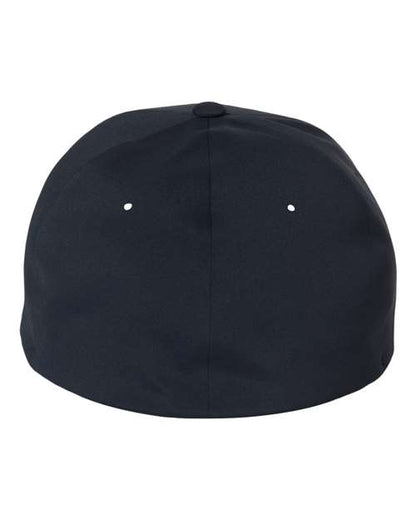 Flexfit Delta 180 performance fitted hat in Navy, back view.