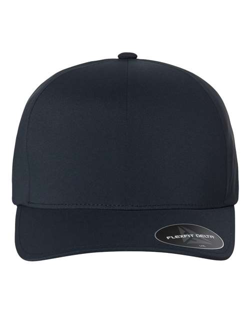 Flexfit Delta 180 performance fitted hat in Navy, front view.