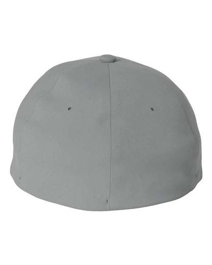Flexfit Delta 180 performance fitted hat in Silver, back view.