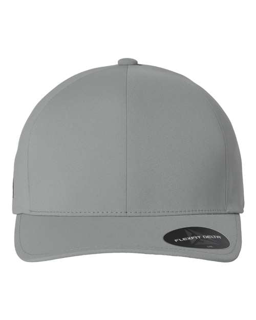 Flexfit Delta 180 performance fitted hat in Silver, front view.