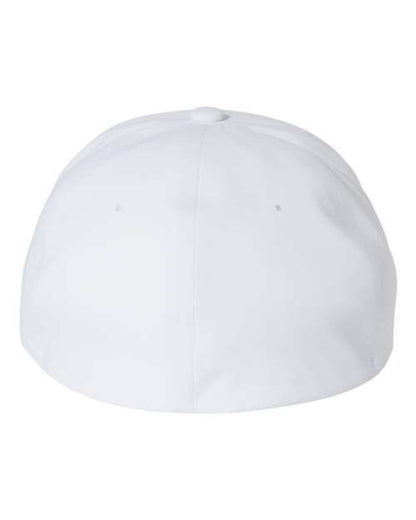 Flexfit Delta 180 performance fitted hat in White, back view.