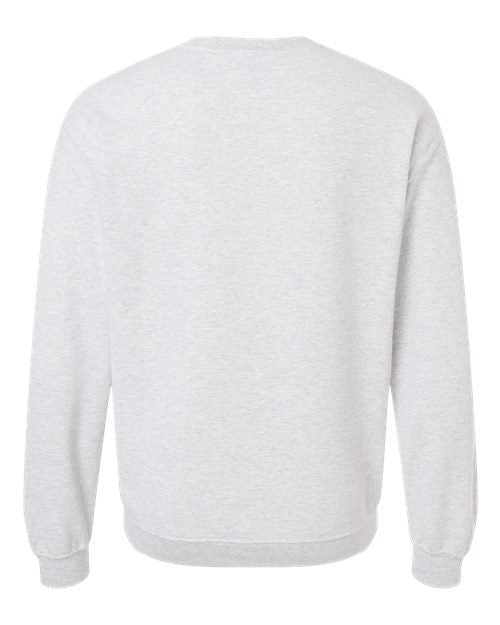 Gildan 18000 Heavy Blend crewneck sweatshirt in Ash, back view.