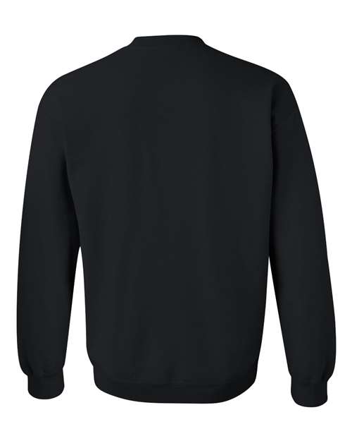Gildan 18000 Heavy Blend crewneck sweatshirt in Black, back view.