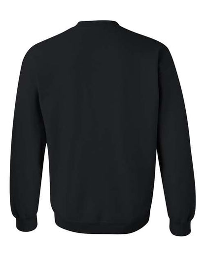 Gildan 18000 Heavy Blend crewneck sweatshirt in Black, back view.