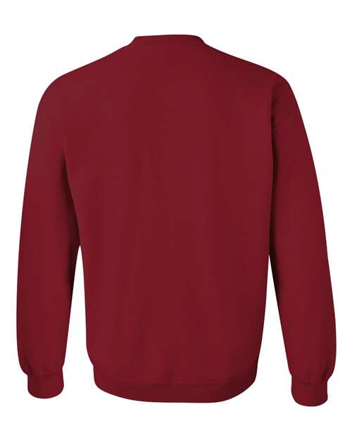 Gildan 18000 Heavy Blend crewneck sweatshirt in Cardinal Red, back view.