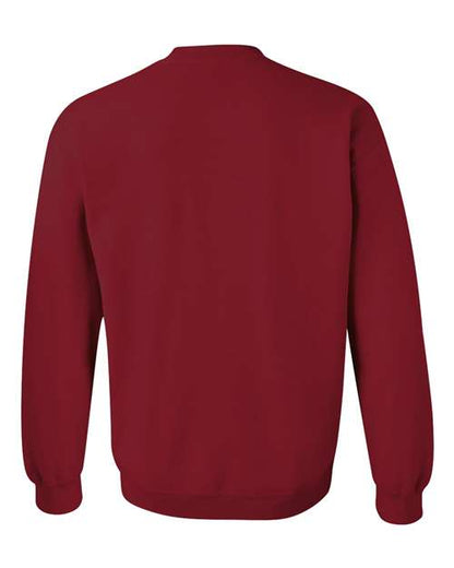 Gildan 18000 Heavy Blend crewneck sweatshirt in Cardinal Red, back view.