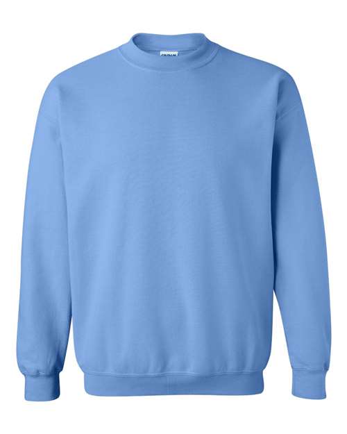 Gildan 18000 Heavy Blend crewneck sweatshirt in Carolina Blue, front view showing the crew neckline, long sleeves and ribbed hem.