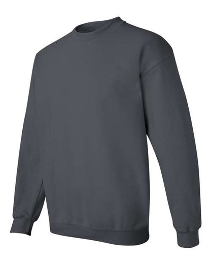 Gildan 18000 Heavy Blend crewneck sweatshirt in Charcoal, angled front view.