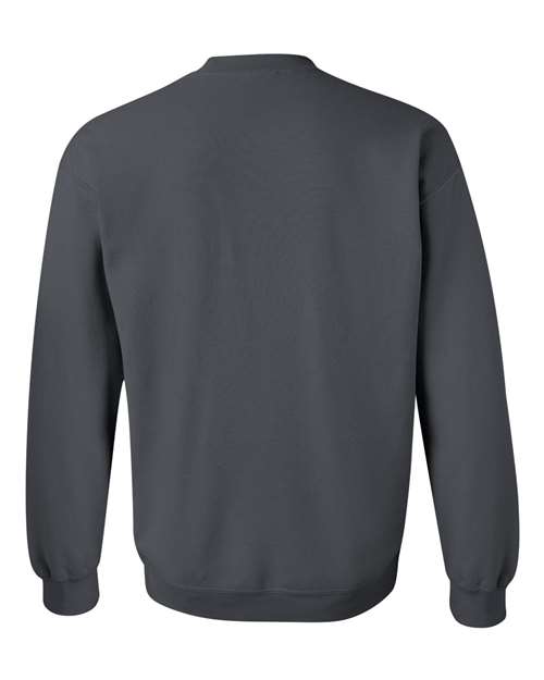 Gildan 18000 Heavy Blend crewneck sweatshirt in Charcoal, back view.