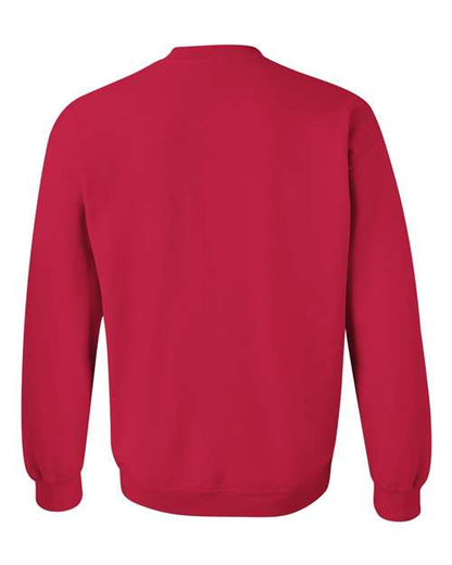 Gildan 18000 Heavy Blend crewneck sweatshirt in Cherry Red, back view.