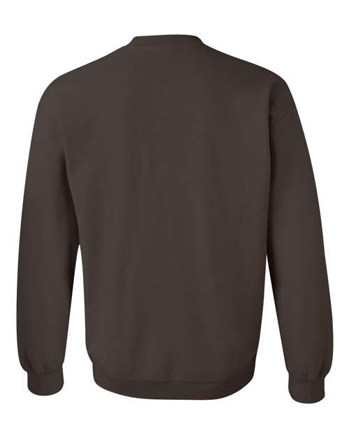 Gildan 18000 Heavy Blend crewneck sweatshirt in Dark Chocolate, back view.