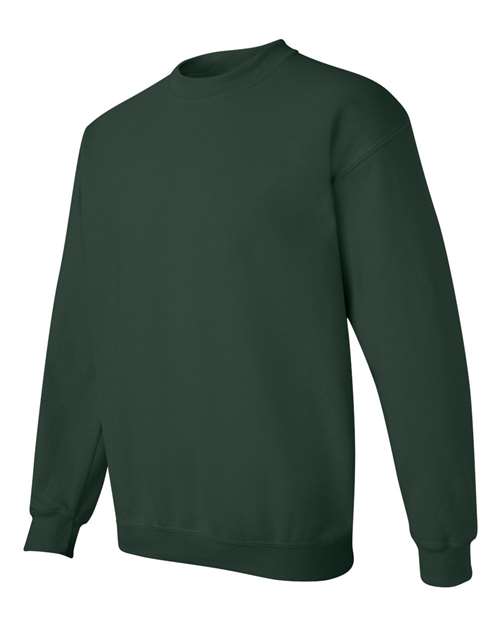 Gildan 18000 Heavy Blend crewneck sweatshirt in Forest, angled front view.