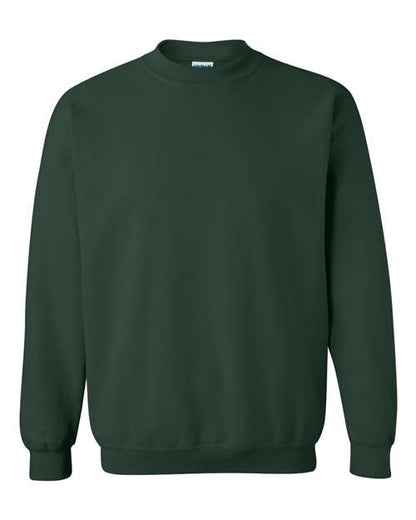 Gildan 18000 Heavy Blend crewneck sweatshirt in Forest, front view showing the crew neckline, long sleeves and ribbed hem.