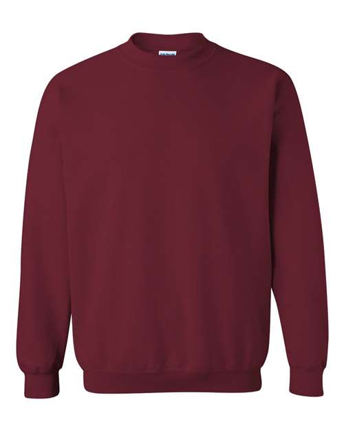 Gildan 18000 Heavy Blend crewneck sweatshirt in Garnet, front view showing the crew neckline, long sleeves and ribbed hem.
