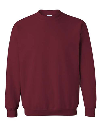 Gildan 18000 Heavy Blend crewneck sweatshirt in Garnet, front view showing the crew neckline, long sleeves and ribbed hem.