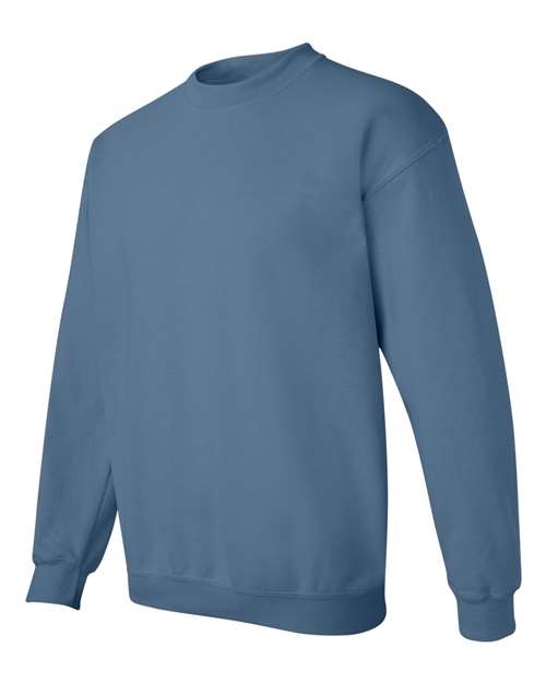 Gildan 18000 Heavy Blend crewneck sweatshirt in Indigo Blue, angled front view.