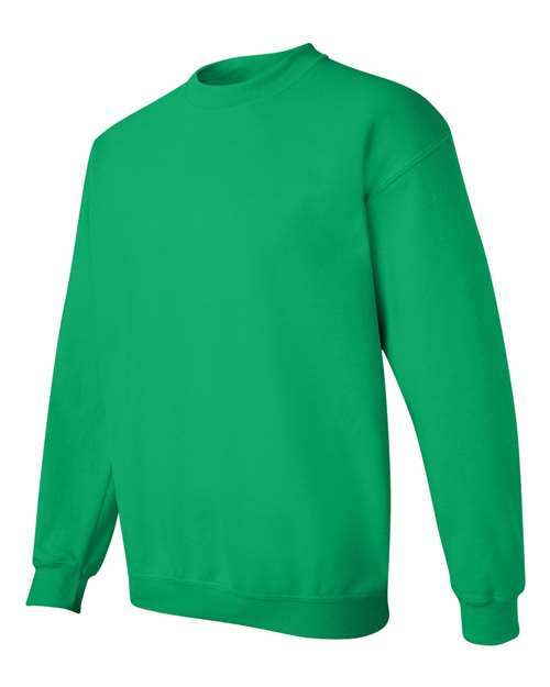 Gildan 18000 Heavy Blend crewneck sweatshirt in Irish Green, angled front view.