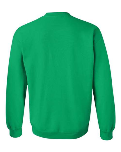 Gildan 18000 Heavy Blend crewneck sweatshirt in Irish Green, back view.