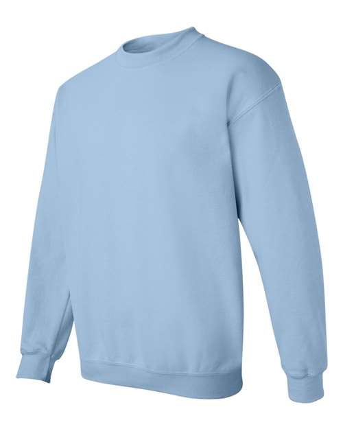Gildan 18000 Heavy Blend crewneck sweatshirt in Light Blue, angled front view.