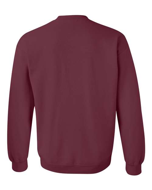 Gildan 18000 Heavy Blend crewneck sweatshirt in Maroon, back view.