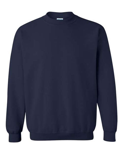 Gildan 18000 Heavy Blend crewneck sweatshirt in Navy, front view showing the crew neckline, long sleeves and ribbed hem.